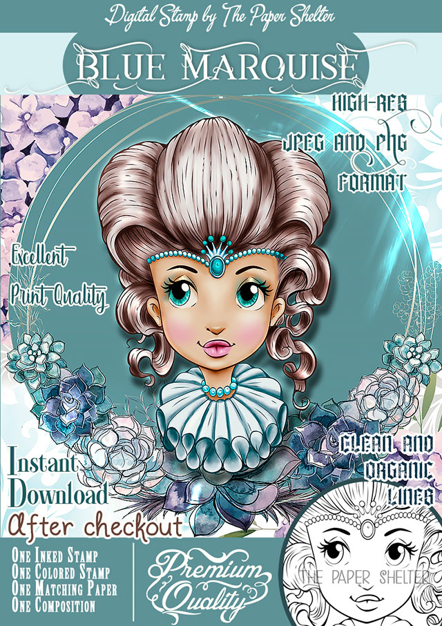 Blue Marquise - Digital Stamp