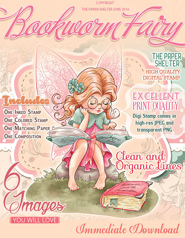 Bookworm Fairy - Digital Stamp