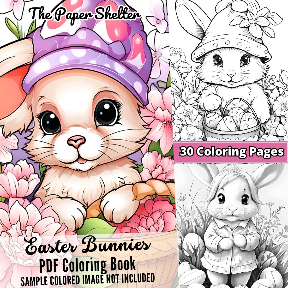 Easter Bunnies - Digital Coloring Book