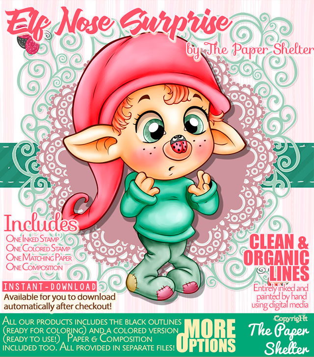 Elf Nose Surprise - Digital Stamp