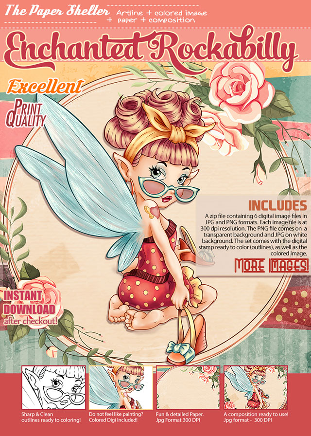 Enchanted Rockabilly - Digital Stamp