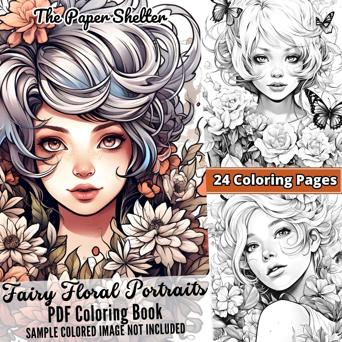 Fairy Floral Portraits - Digital Coloring Book