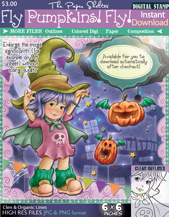 Fly Pumpkins! Fly! - Digital Stamp