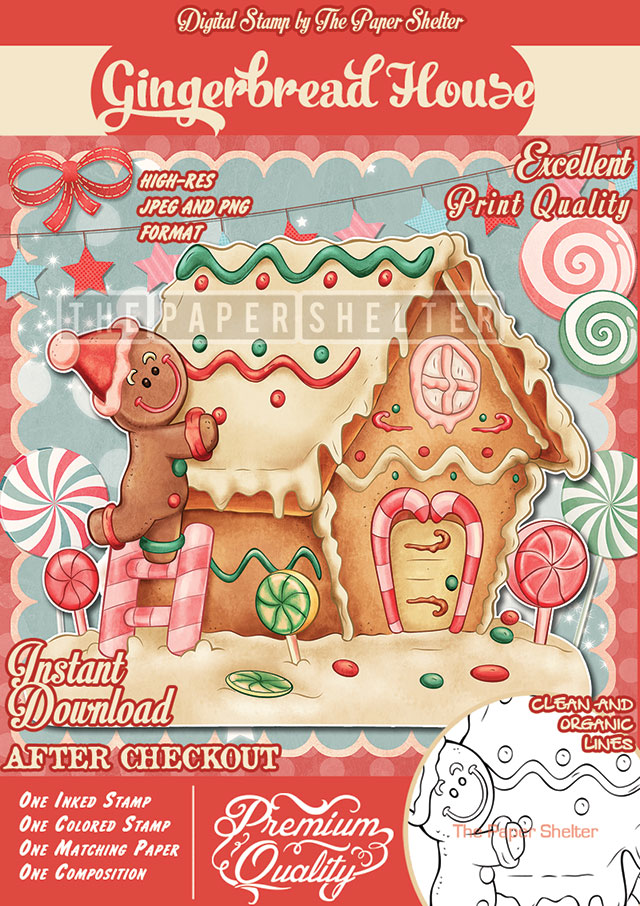 Gingerbread House - Digital Stamp