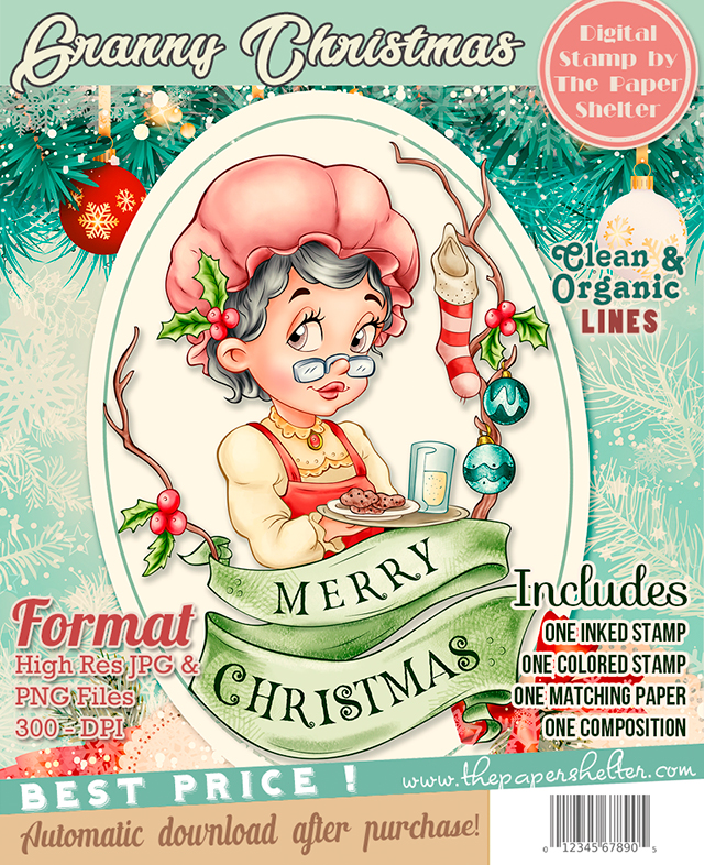 Granny Christmas - Digital Stamp