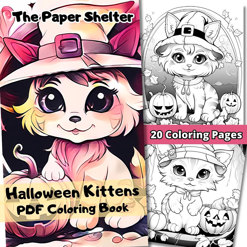 Halloween Kittens - Digital Coloring Book