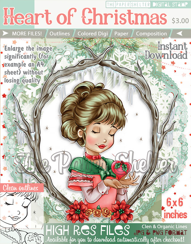 Heart of Christmas - Digital Stamp