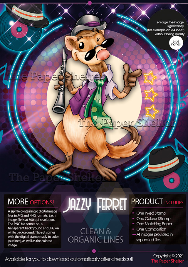 Jazzy Ferret - Digital Stamp
