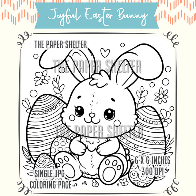Joyful Easter Bunny - Single JPG Coloring Page
