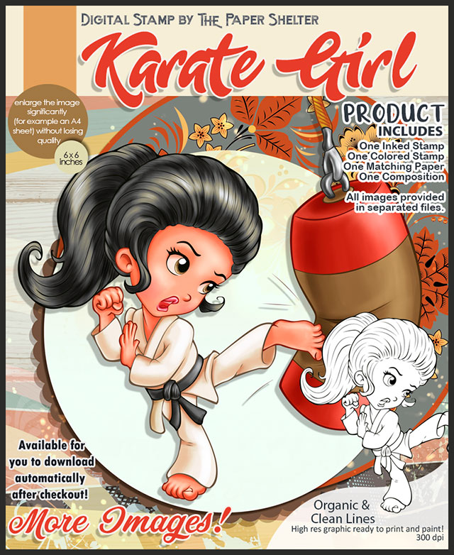 Karate Girl - Digital Stamp - Click Image to Close