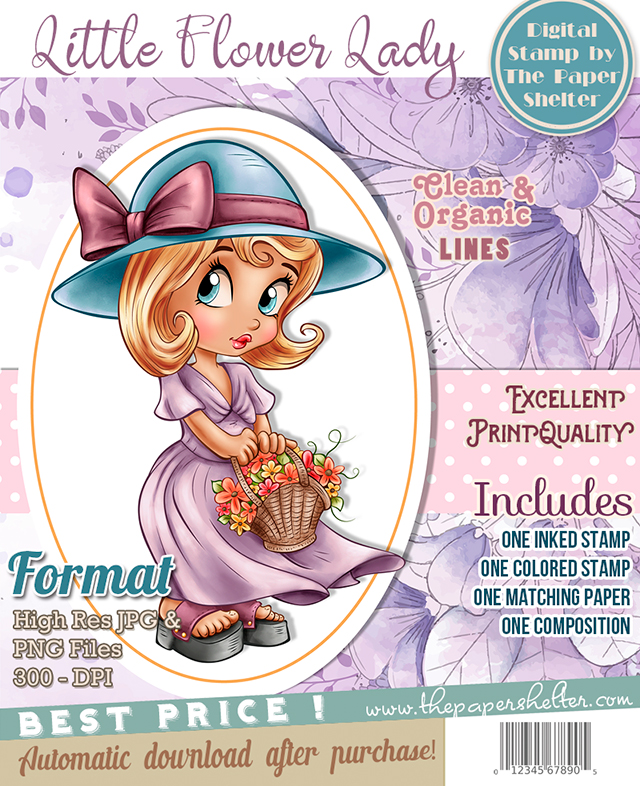 Little Flower Lady - Digital Stamp