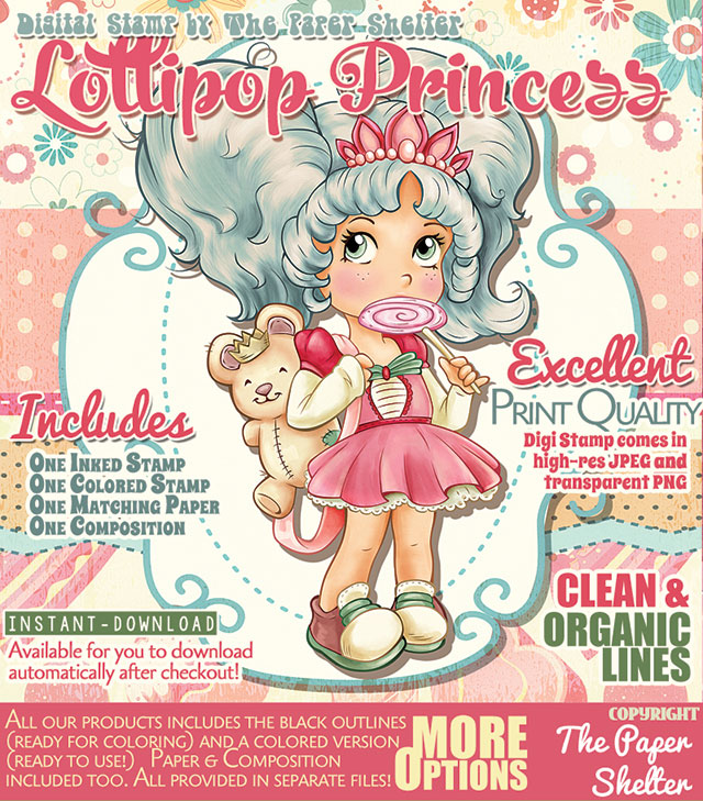 Lollipop Princess - Digital Stamp