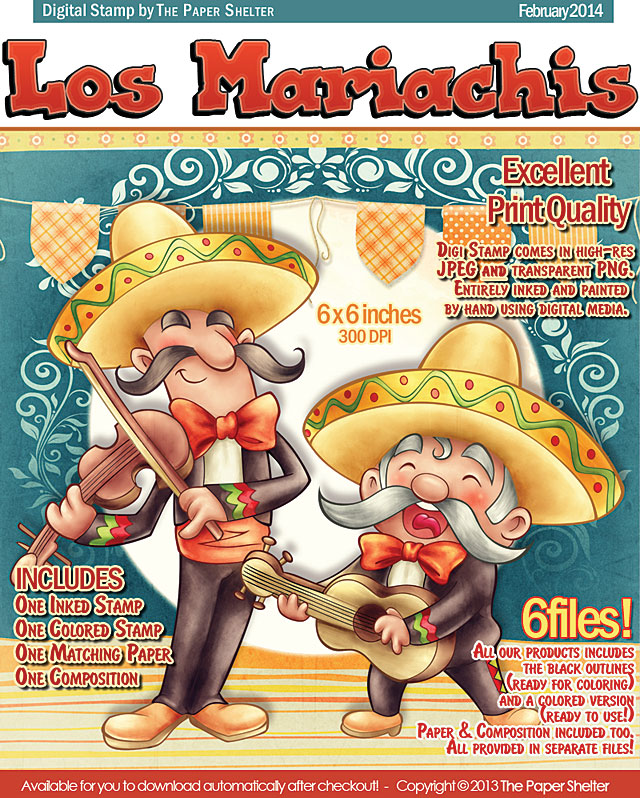 Los Mariachis - Digital Stamp