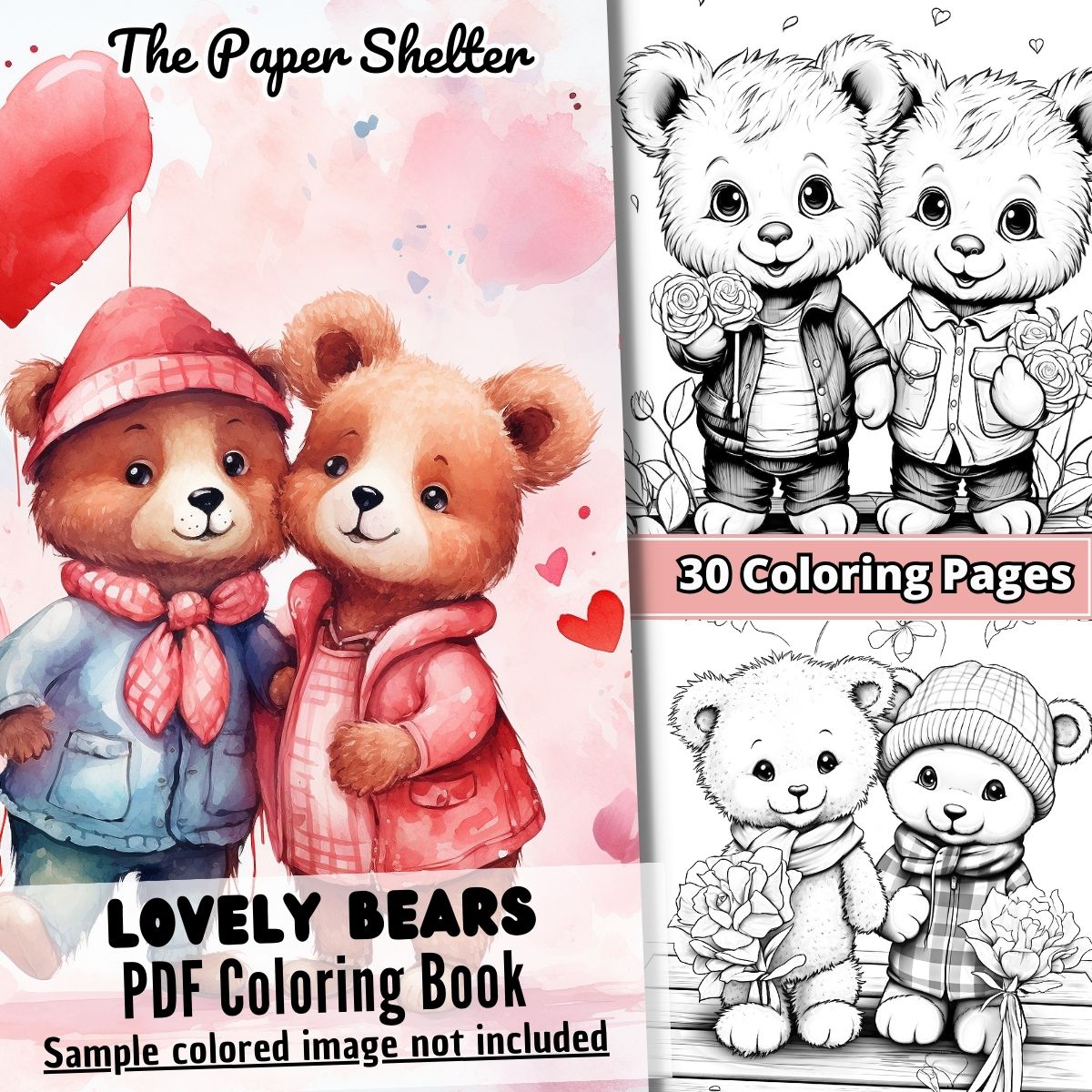 Lovely Bears - Digital Coloring Book