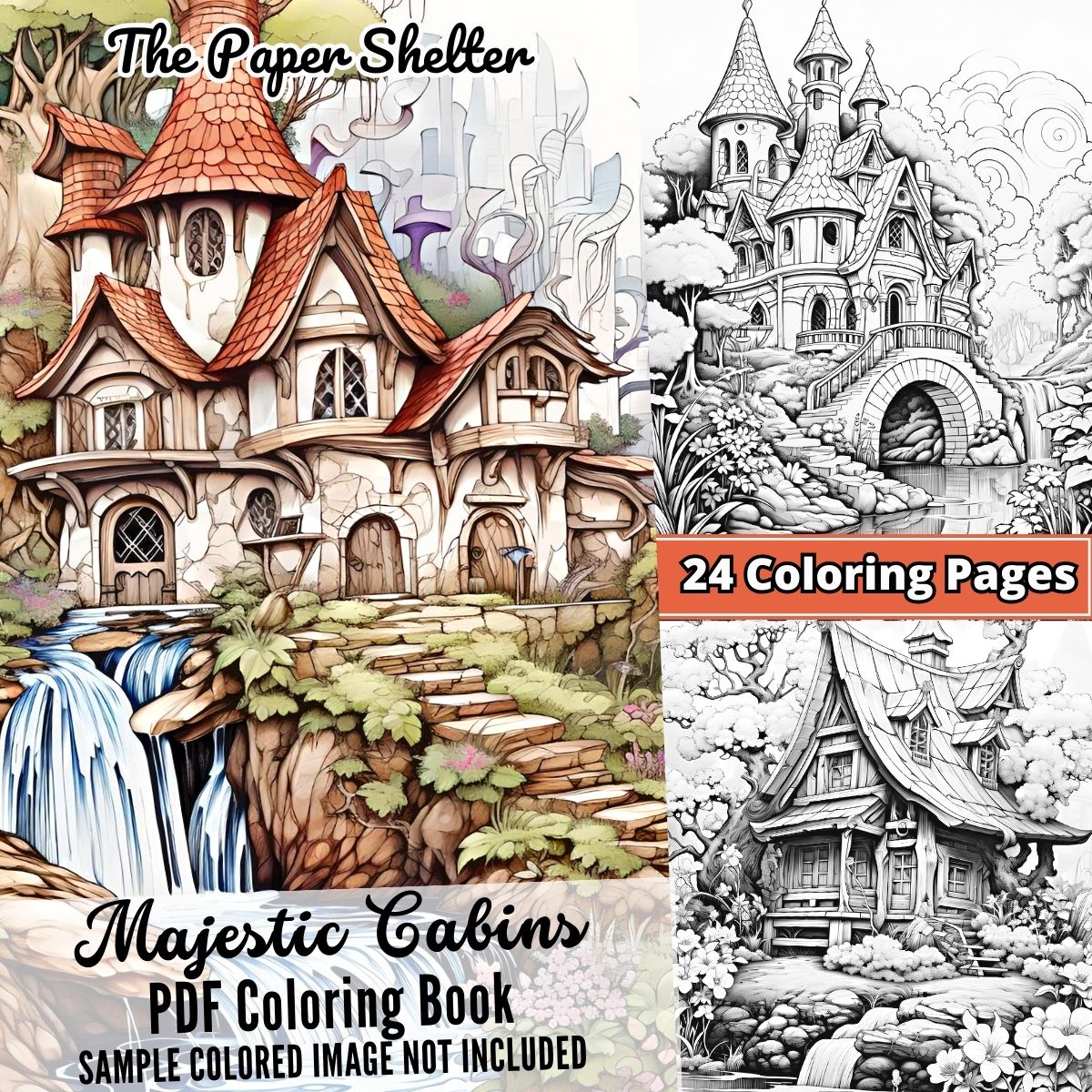 Majestic Cabins - Digital Coloring Book