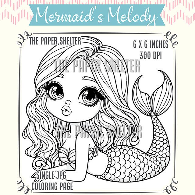 Mermaid's Melody - Single JPG Coloring Page