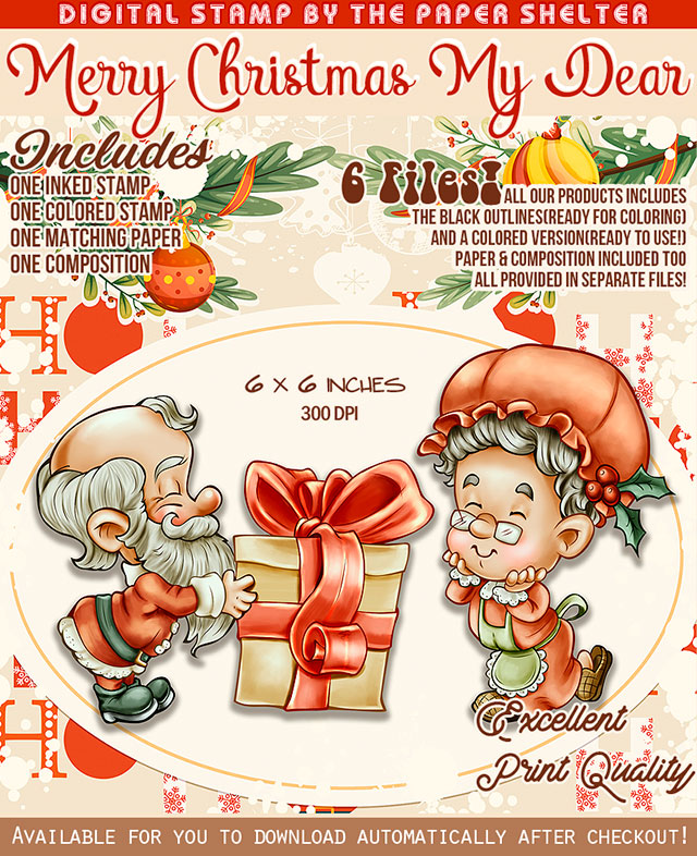 Merry Christmas My Dear - Digital Stamp