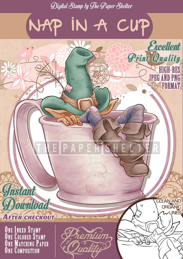 Nap in a Cup - Digital Stamp
