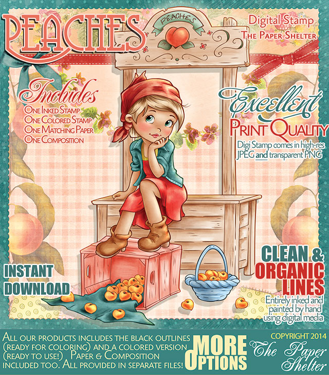 Peaches - Digital Stamp