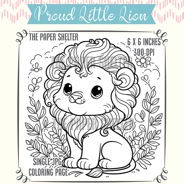 Proud Little Lion - Single JPG Coloring Page