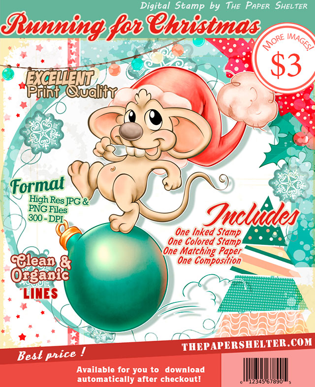 Running for Christmas - Digital Stamp