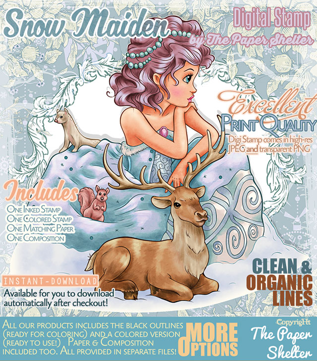 Snow Maiden - Digital Stamp - Click Image to Close