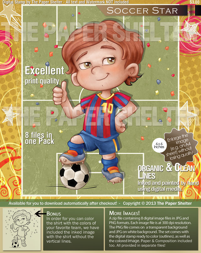 Soccer Star - Digital Stamp