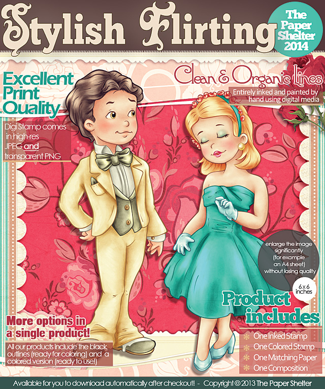 Stylish Flirting - Digital Stamp