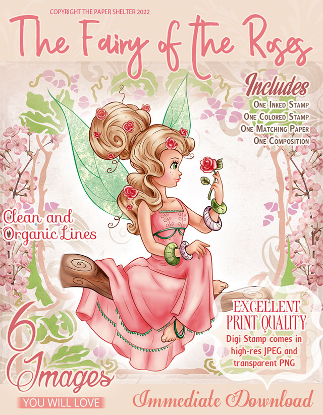 The Fairy of the Roses - Digital Stamp