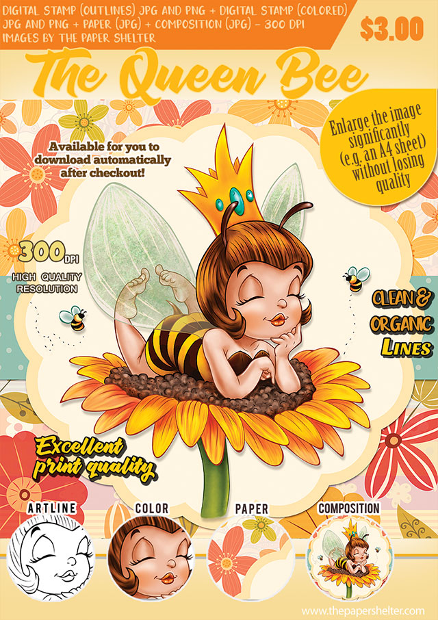 The Queen Bee - Digital Stamp
