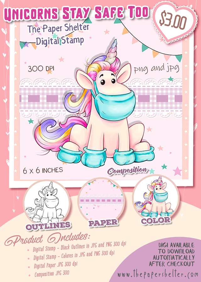 Unicorns Stay Safe Too - Digital Stamp