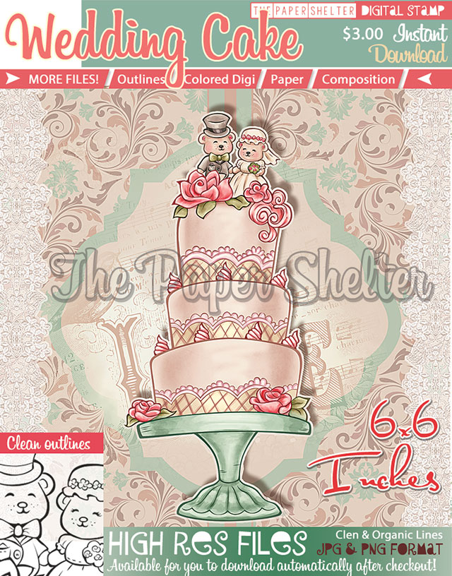 Wedding Cake - Digital Stamp