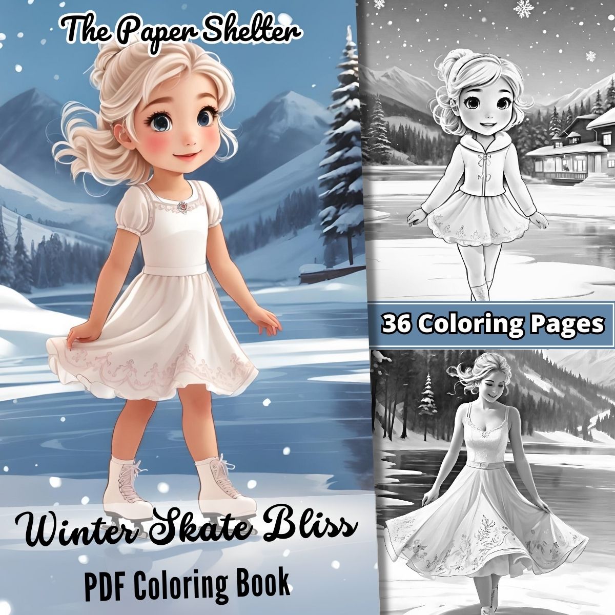 Winter Skate Bliss - Digital Coloring Book