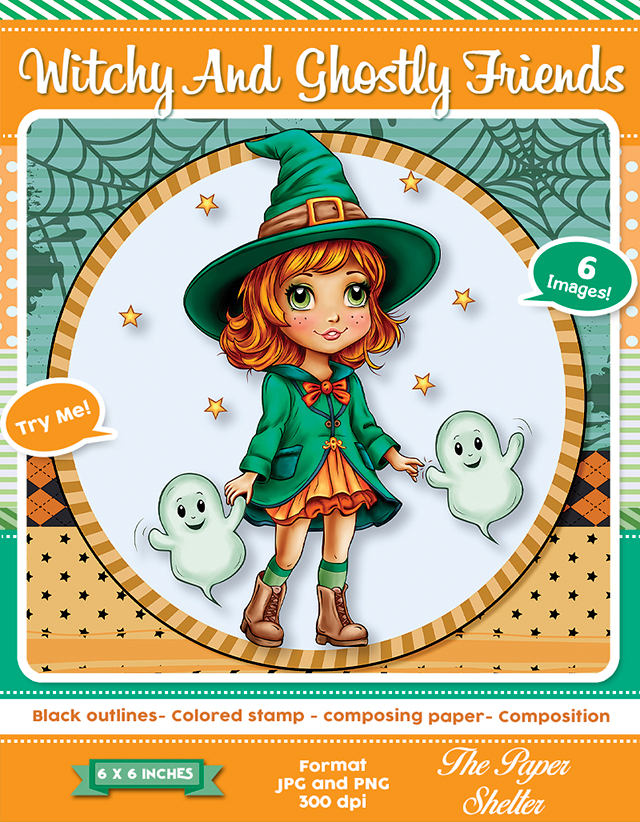 Witchy And Ghostly Friends - Digital Stamp